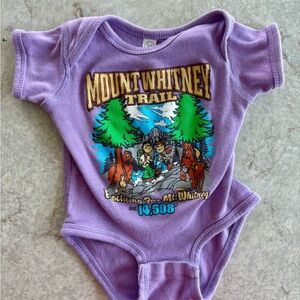 Mount Whitney baby bodysuit onesie purple w/cute mountain graphic